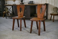 Pair of Brutalist Solid Elm Chairs by Aranjou 1960's