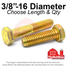 3/8"-16 Grade 8 Hex Cap Screws COARSE Thread USS Hex Bolts (Pick Length & Qty)