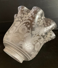 Large Engraved Crystal Kerosene Lamp Tulip Signed SAINT LOUIS Oil Lamp Shade