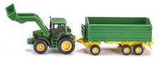 SIKU 1843 MINIATURE JOHN DEERE AVEC CHARGEUR FRONTAL ET REMORQUE