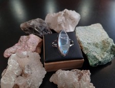 Bague en argent 925 T54 et sublime pierre de lune de qualité AAA