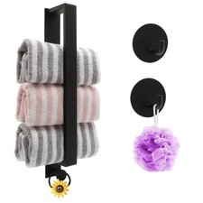 Porte serviettes mural pour cuisine et salle de bain Noir 40 cm Auto adhésif