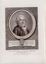 GH66-GRAVURE ORIGINALE-CHARLES FRANÇOIS DUVAL DE GRANDPRÉ-HOMME POLITIQUE-18e