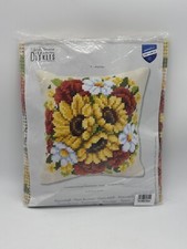 DIY Vervaco Sunflower & Poppy Cross Stitch Needlepoint Pillow Cover Kit 16" x 16