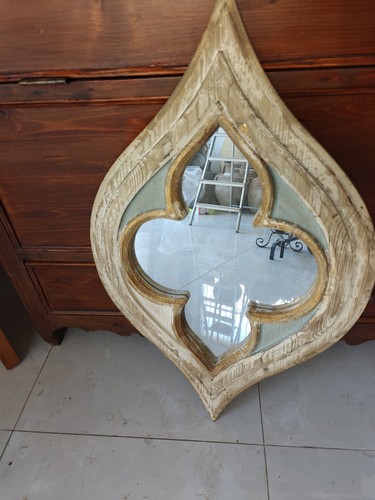 Miroir bois blanc laqué - miroir,