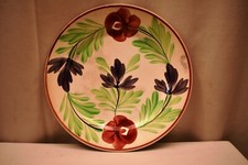 Ancien Spongeware Plaque Mouzin Lecat & Cle Nimy Lez-Mons Belgium Florale Moti "