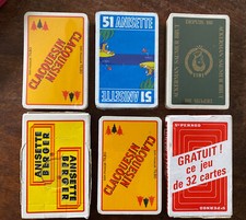 Lot 6 jeu cartes à Jouer 6x32 Publicitaire Neuf Pernod Anisette 51 Berger belote