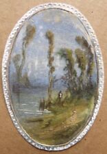 Landscape Drawing Small Painting Watercolor Miniature 19th Century