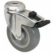 Roulette pivotante sur œil avec blocage - polyuréthane - diamètre 100 mm TENTE