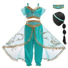 Costume Princesse Disney aladin Déguisement jasmine enfant avec perruque 