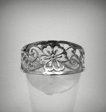 Bague en argent sterling véritable fleur massif poinçonné 925 fait à la main