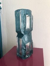 DAUM & CESAR BALDACCINI    Vase brutaliste design modele ARGOS Bleu Signé 1970