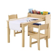 VEVOR 1 Table d’Enfant avec 2 Chaises Ensemble de Meuble d'Enfant avec Étagère