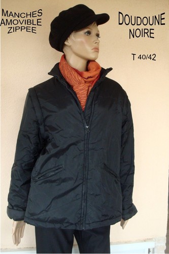 Blouson doudoune noire zippee - noire,