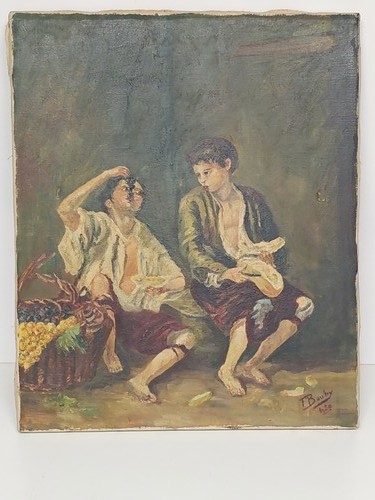Ancien tableau vintage - , signé