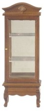 Vitrine En Bois Noyer Avec Miroir Pour Poupées Maison Miniature 1:12 Mobilier