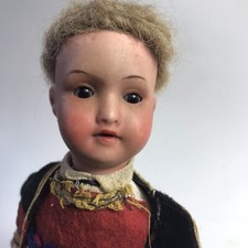 old doll Armand Marseille boy eyes sulfide sleeping traditional costume