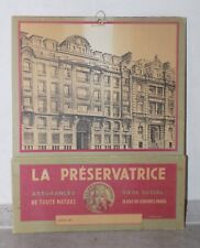 OLD ADVERTISING CARDBOARD MAIL HOLDER WALL PLV INSURANCE LA PRESERVATRICE