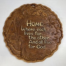 Vintage Faux Wood Multi-Products USA Wall Plaque 9.875" X 9.875" - Home