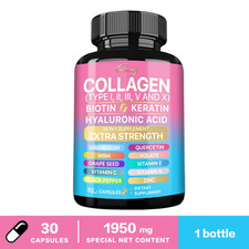 Collagène Multi-Types + Biotine Kératine Acide Hyaluronique Anti-Âge 3/mois