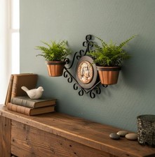 Porte-Plantes ou porte-bougie mural en Fer Forgé et Cuivre - Vintage FONT ROMEU