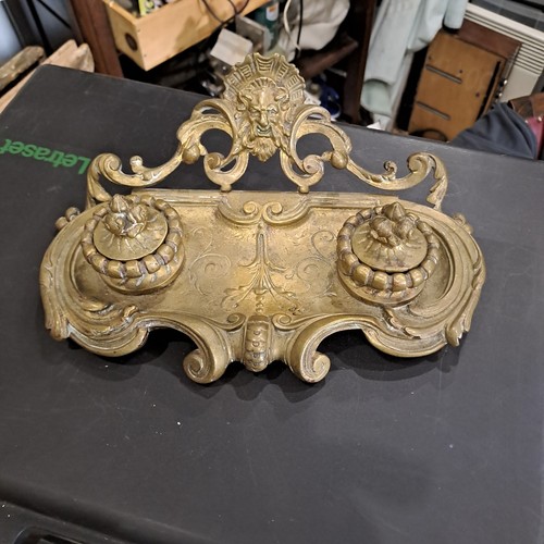 Encrier bronze massif xix - en,