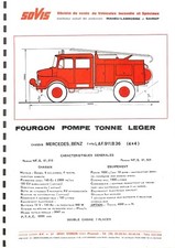 MERCEDES-BENZ / TYPE LAF 911 B 36 4X4 / TON PUMP VAN / TECHNICAL SHEET