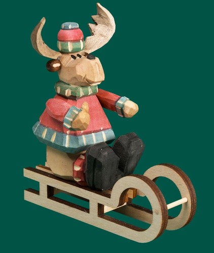 Figurine bois élan sur - en,