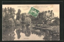 Old postcard Charny, L ́Ouanne, L ́Usine electrique, view taken from the bridge 