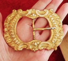 Boucle de ceinture ancienne en bronze dorée Hermès 