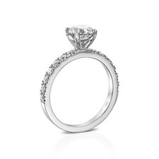 Bague De Fiançailles En Diamant 4 CT Taille Ronde F/VS2 Or Blanc 14K Taille 6