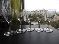 5 antique wine glasses LUXURY BACCARAT CRYSTAL model BEAUHARNAIS engraving TABLE