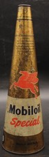Ancien Rare Bidon Italien Boite Triangle Huile Mobiloil Special Motor Oil Tin