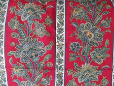 RIDEAU, COUPON DE TISSU VINTAGE BOUSSAC "PEREIRE"  - 127 X 117 cm - TOILE COTON