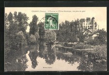 Old postcard Charny, Ouanne and the Electric Factory, view taken from the bridge 1913 