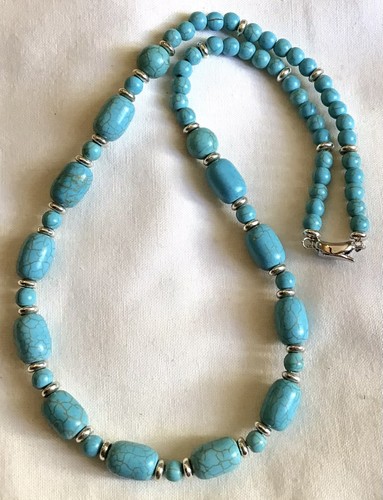 Collier perles pierre - ,