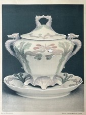 Rorstrand Vaisselle Porcelaine Soupière Gravure Art Nouveau  1900