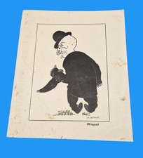 Dessin encre de chine caricature signature à identifier H....D ou B.... RISPAL