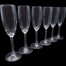 Set of 6 Fleury Cristal D’Arques Durand Champagne Flutes Twisted Stem French ...