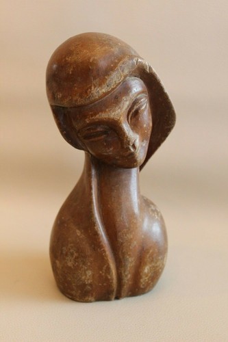 Sculpture bois buste femme - en,
