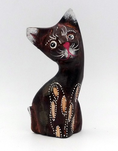 Statuette chat bois - chat, en