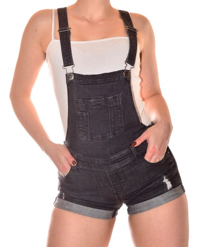 Salopette short noire - short, gris