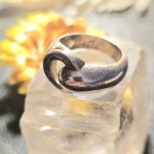 Bague Vintage Artisan Style Moderniste Argent 925 Taille 54