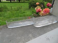 2 Antique Flower Engraved Crystal Oval Centerpieces