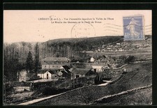 Old postcard Chérisy, overview looking at the Eure Valley 1929 