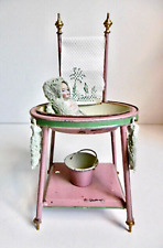 RARE SMALL LACQUERED METAL TOILET CABINET + BABY BISCUIT BATH Ht 21cm