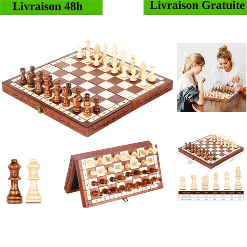 Jeu échecs bois pliable - bois,