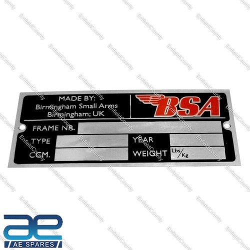 Bsa data plate gold - bsa,