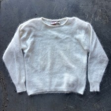 VTG Rinzi Angora Sweater Women's M Cream 70% Rabbit Hair Pullover Long Sleeve