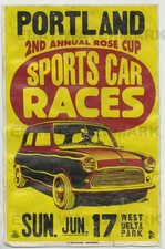 1960's Austin Mini Cooper Portland Oregon Vintage Race Poster 11 x 17
